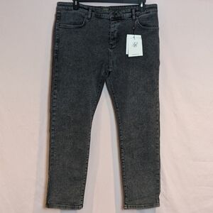 SikSilk Raw Loose Fit Denim Jeans in Black Gray Acid Wash size XL